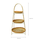 Maxbell Bamboo Basket Tray Fruit Food Storage Bowl Multifunctional Rustic Fruit Rack Three Layer