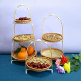 Maxbell Bamboo Basket Tray Fruit Food Storage Bowl Multifunctional Rustic Fruit Rack Three Layer
