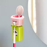 Maxbell Toothbrush Cup and Holder Wall Mounted No Punching Household Toothpaste Rack pink green