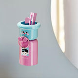Maxbell Toothbrush Cup and Holder Wall Mounted No Punching Household Toothpaste Rack blue pink