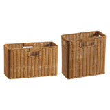 Maxbell Woven Basket Decorative Container Narrow Newspaper Basket for Pantry 41cmx16cmx25cm