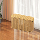 Maxbell Imitation Rattan Basket Decorative Storage Bin for Desktop Bedroom Household S yellow