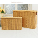 Maxbell Imitation Rattan Basket Decorative Storage Bin for Desktop Bedroom Household L yellow