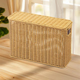 Maxbell Imitation Rattan Basket Decorative Storage Bin for Desktop Bedroom Household L yellow
