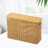 Maxbell Imitation Rattan Basket Decorative Storage Bin for Desktop Bedroom Household L yellow
