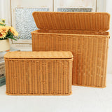 Maxbell Imitation Rattan Basket Decorative Storage Bin for Desktop Bedroom Household S wood