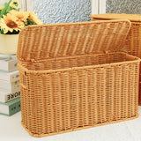 Maxbell Imitation Rattan Basket Decorative Storage Bin for Desktop Bedroom Household L wood