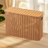 Maxbell Imitation Rattan Basket Decorative Storage Bin for Desktop Bedroom Household L wood
