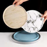 Maxbell 13.62inch Round Serving Tray Tableware Cup Holder for Bar Buffet Dining Room Gray