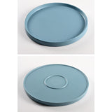 Maxbell 13.62inch Round Serving Tray Tableware Cup Holder for Bar Buffet Dining Room Blue