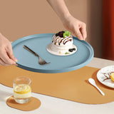 Maxbell 13.62inch Round Serving Tray Tableware Cup Holder for Bar Buffet Dining Room Blue