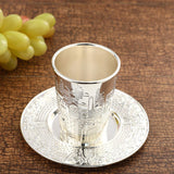 Maxbell Kiddush Cup with Saucer Teacup Tableware Goblet for Festival Holiday Shabbat