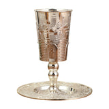 Maxbell Goblet with Saucer Decor Teacup Elijah Cup for Holiday Rosh Hashanah Shabbat