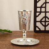 Maxbell Goblet with Saucer Decor Teacup Elijah Cup for Holiday Rosh Hashanah Shabbat
