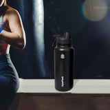 Maxbell Insulated Water Bottle 1180ml Outdoor Drinking Cup for Hiking Office Camping black