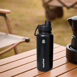 Maxbell Insulated Water Bottle 1180ml Outdoor Drinking Cup for Hiking Office Camping black