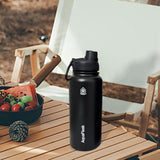 Maxbell Insulated Water Bottle 1180ml Outdoor Drinking Cup for Hiking Office Camping black
