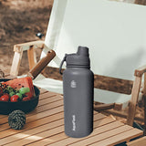 Maxbell Insulated Water Bottle 1180ml Outdoor Drinking Cup for Hiking Office Camping gray