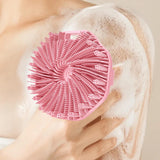 Maxbell Body Scrubber Handheld Premium Bath Massage Tool for Men and Women Showering Pink