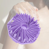 Maxbell Body Scrubber Handheld Premium Bath Massage Tool for Men and Women Showering Purple