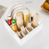 Maxbell Utensil Holder Paper Plate Organizer for Kitchen Countertop for Barbecue Cup White