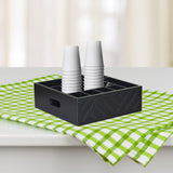 Maxbell Utensil Holder Paper Plate Organizer for Kitchen Countertop for Barbecue Cup Black