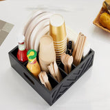 Maxbell Utensil Holder Paper Plate Organizer for Kitchen Countertop for Barbecue Cup Black