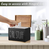 Maxbell Tampon Holder Rustic Wood Bathroom Storage Bin for Women Girl Bathroom