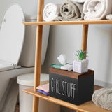 Maxbell Tampon Holder Rustic Wood Bathroom Storage Bin for Women Girl Bathroom