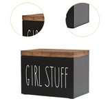 Maxbell Tampon Holder Rustic Wood Bathroom Storage Bin for Women Girl Bathroom
