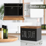 Maxbell Tampon Holder Rustic Wood Bathroom Storage Bin for Women Girl Bathroom