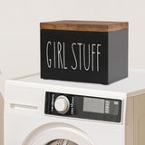 Maxbell Tampon Holder Rustic Wood Bathroom Storage Bin for Women Girl Bathroom
