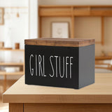Maxbell Tampon Holder Rustic Wood Bathroom Storage Bin for Women Girl Bathroom