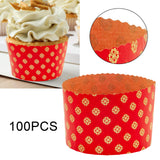 Maxbell 100 Pieces Bread Baking Cup Paper Baking Pans for Engagement Party Christmas 13.5cmx9.5cm E