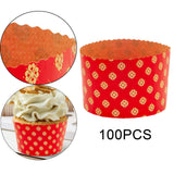 Maxbell 100 Pieces Bread Baking Cup Paper Baking Pans for Engagement Party Christmas 13.5cmx9.5cm E
