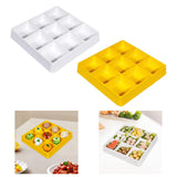 Maxbell Appetizer Platter 9 Grid Tray Lightweight Side Dish for Vegetable Sturdy White
