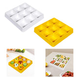 Maxbell Appetizer Platter 9 Grid Tray Lightweight Side Dish for Vegetable Sturdy White