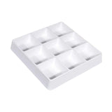 Maxbell Appetizer Platter 9 Grid Tray Lightweight Side Dish for Vegetable Sturdy White