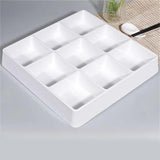 Maxbell Appetizer Platter 9 Grid Tray Lightweight Side Dish for Vegetable Sturdy White