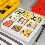 Maxbell Appetizer Platter 9 Grid Tray Lightweight Side Dish for Vegetable Sturdy White