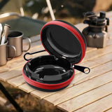 Maxbell Portable Ashtray Simple Outdoor Hiking Travel Ash Tray for Mountain Climbing Black and Red