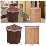 Maxbell Corner Bamboo Laundry Basket Washing Clothes Basket for Closet Home Playroom Coffee