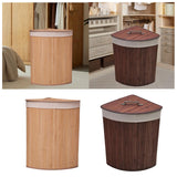 Maxbell Corner Bamboo Laundry Basket Washing Clothes Basket for Closet Home Playroom Coffee