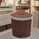 Maxbell Corner Bamboo Laundry Basket Washing Clothes Basket for Closet Home Playroom Coffee