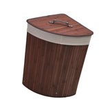 Maxbell Corner Bamboo Laundry Basket Washing Clothes Basket for Closet Home Playroom Coffee