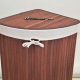 Maxbell Corner Bamboo Laundry Basket Washing Clothes Basket for Closet Home Playroom Coffee