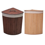 Maxbell Corner Bamboo Laundry Basket Washing Clothes Basket for Closet Home Playroom Coffee