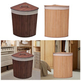 Maxbell Corner Bamboo Laundry Basket Washing Clothes Basket for Closet Home Playroom Coffee