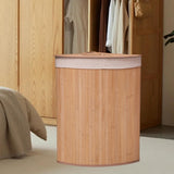 Maxbell Corner Bamboo Laundry Basket Washing Clothes Basket for Closet Home Playroom Beige