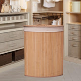 Maxbell Corner Bamboo Laundry Basket Washing Clothes Basket for Closet Home Playroom Beige